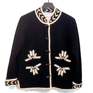 Wondra Wool Black and Cream Snowflake Wool Sweater Womens